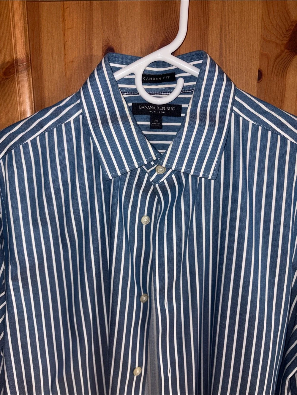 Banana Republic Blue and White Vertical Stripe Dress Shirt